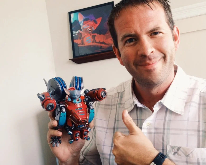 Lance Priebe with Mech Mice Prototype by PlaymateS Toys